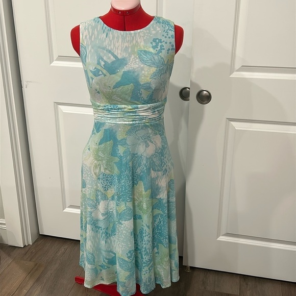 Coldwater Creek Blue and Green Sleeveless Vacation Beach Dress Size 4P - Picture 1 of 7